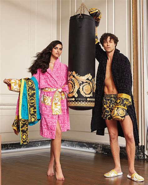 cotton men versace robe|Versace kimono robe.